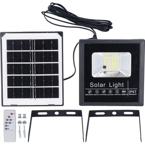 Éclairage solaire de jardin, étanche IP67, silicium polycristallin, 44 LED, lampe solaire orientable pour mur, rue et jardin.-AquaForge