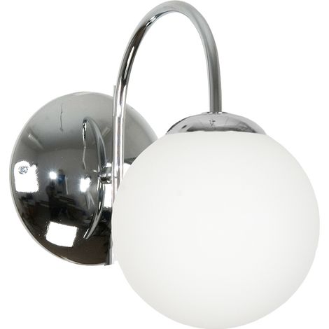 Applique da parete con paralume in vetro cromato bianco, attacco E14, LED, Dorin 7-263 (1/2)