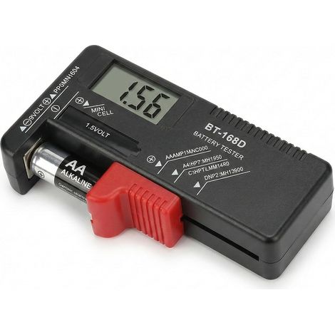 Testeur de Piles Numérique Universel (BT-168D), Vérificateur de Batterie avec Écran LCD Précis pour Piles AA AAA C D 9V (Contacts Latéraux) et Piles Boutons 1.5V (1/5)