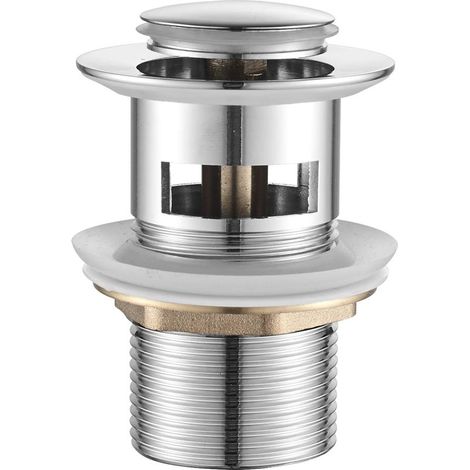 Bonde de Lavabo avec Trop-Plein – Bouchon Clic Clac Universel 1" 1/4 pour Lavabo Salle de Bain – Bonde Chromée Argent Résistante aux Rayures – Installation Facile sans Outils (1/5)