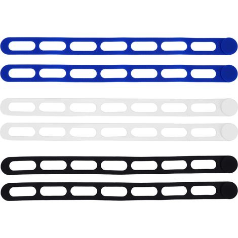 Lot de 6 sangles utilitaires en silicone réutilisables élastiques auto-bloquantes pour couvercle de casserole et boîte à déjeuner (1/5)