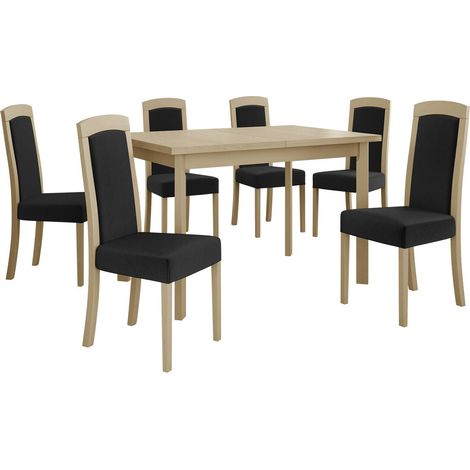 Conjunto de mesas y sillas para comedor Victorville 351, Roble Sonoma, 78x80x120cm, Diámetro: 0, Número de asientos: 6, Estilo: Contemporary