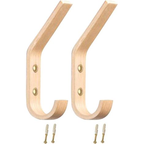 2 Pcs Crochet en Bois Mur Crochet Créatif pour Suspendre les Vêtements Chapeau Foulards (1/5)