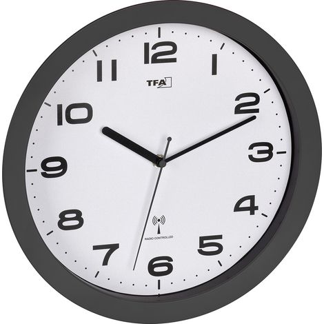 Horloge murale TFA Dostmann 60.3554.10 radiopiloté(e) 50 mm x 320 mm anthracite mécanisme d'horloge (1/4)