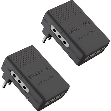 Electraline 92309 Set 2 Adattatori Multipresa Tripla 3 Posti 10A, Nero