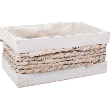 Cesto de madera y cuerda blanco 25x15x11/20 (1/5)