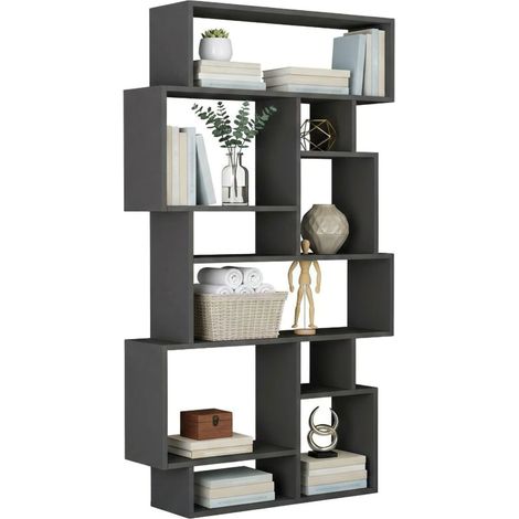 Dmora - Libreria Casimira, Scaffale da ufficio, Mobile portalibri, Biblioteca, 96x26h169 cm, Antracite