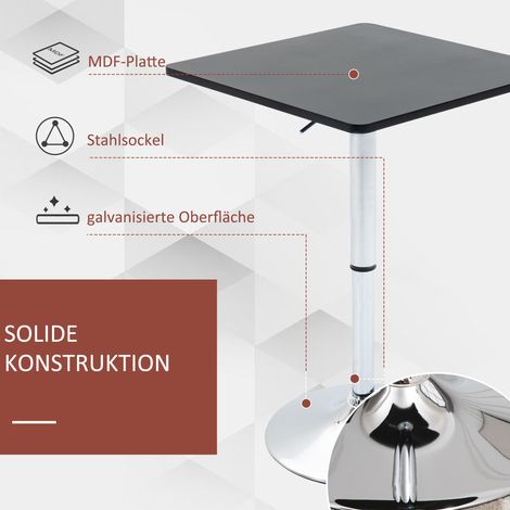 Table de bar réglable en hauteur, pivotante à 360°, pieds anti-rayures, base métallique stable, Noir/Argent (1/5)