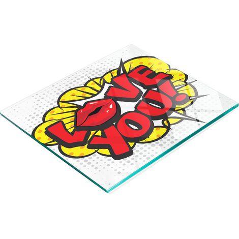 Ti amo Tagliere decorativo multifunzionale da cucina, in legno temprato, 60x52 cm (1/5)