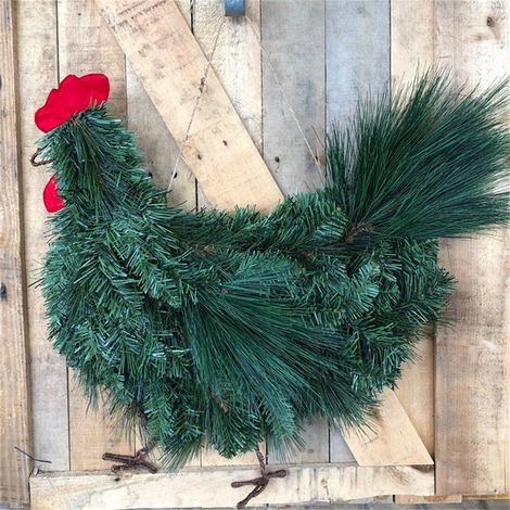 Guirlande Coq - Guirlande Artificielle Porte D'Entrée 40 x 30 cm - Suspension Murale ou Porte - Pour Décoration Intérieure Extérieure Noël Jardin - 1 Pièce (1/5)