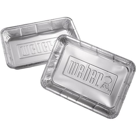 Weber 6416 - Vaschette Grandi in Alluminio per Barbecue, 28 x 18 x 5 cm, 10 Pezzi (1/5)