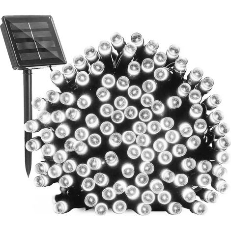Catena Luminosa Solare 7M 100 LED Colorate per Esterno, 8 Modalità vari colori disponibili Bianco Freddo