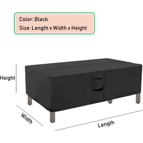 (420D - Noir, 100 x 100 x 85 cm) Housse de protection robuste 420D pour mobilier de jardin extérieur (canapé, table, chaise, terrasse) : imperméable, coupe-vent, anti-UV, résistante à la pluie et à la (1/4)