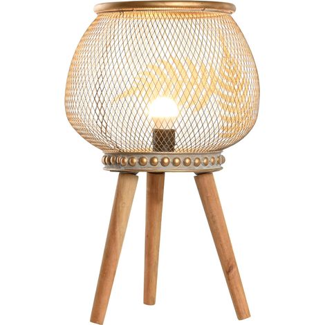 Metallholz Tischlampe 33x333x51 Metall Holzblatt Material Multicolor -Familien -Zeitlampen Details (1/5)