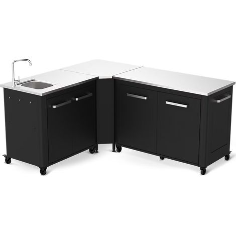 AUTRES Cuisine extérieure modulable avec évier 90 cm et angle - module 120 cm - plan de travail inox (1/2)