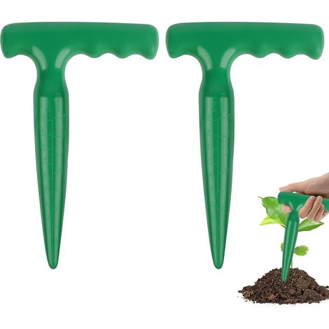 2 Plantoir à Bulbes, Plastique Robuste, Poignée Ergonomique en T, Graduation Précise, Jardinage