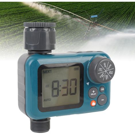 Minuteur d'irrigation à affichage numérique 35 L/min avec temporisation en cas de pluie et mode manuel. (1/5)