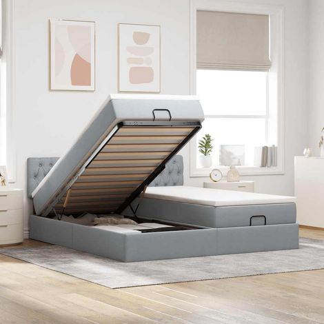 Maison Exclusive - Ottoman-Bett mit Matratzen Hellgrau 200x200 cm