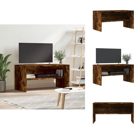 TV-Schrank Räuchereiche 80x40x40 cm Holzwerkstoff - TV Schrank - Fernsehtisch - Wohnzimmerschrank - Regal - Holzmöbel (1/5)