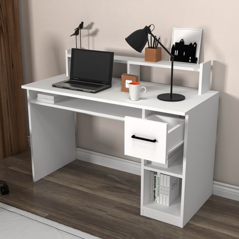 Escritorio Roletto, 5 Estantes, un Cajón, 5 Compartimentos, 99x120x55h cm Blanco (1/5)