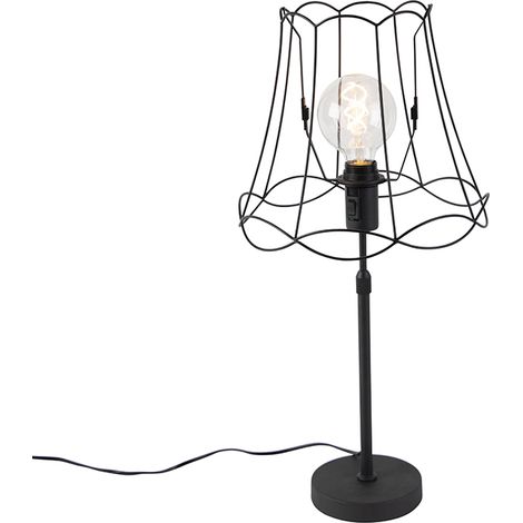 QAZQA Lampada da tavolo con paralume parte - Industriale - Acciaio - Nero - Cilindro/Oblungo/Tondo Max. 1 x Watt