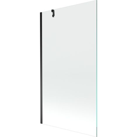 Mampara de Bañera 1 hoja Vidrio transparente, 100x150 cm, Perfil negro