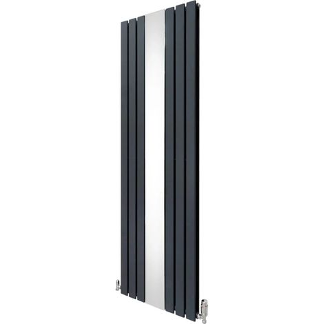Flat Mirror Radiator & Valves - 1800mm x 565mm - Anthracite Grey