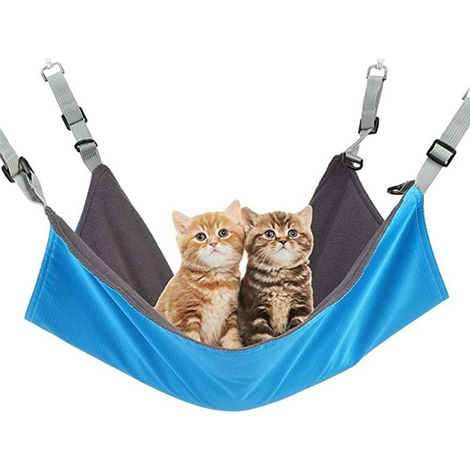 Panier bleu pour chat avec sangles et crochets réglables pour petits animaux