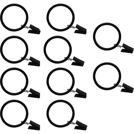 10PCS (noir)Métal Anneaux de Rideaux Pinces à Rideaux Crochets de Rideaux Tout Usage pour Rideaux et Tiges pour Photos de Rideaux Décoration