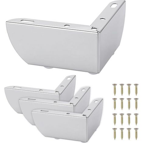 Confezione da 4 gambe in metallo per divani da 5,5 cm, gambe per mobili, gambe per tavoli, gambe solide per divani moderni, per la sostituzione fai da te (argento)