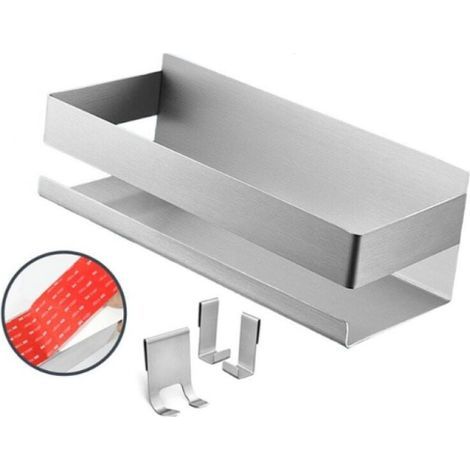 (Aluminium brossé) étagère de Douche Panier de Douche étagère de Salle de Bain sans perçage - Fixation très Solide grâce à la Bande adhésive de Montage (1/4)