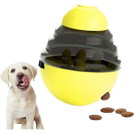 Balle à friandises pour chien, balle à croquettes, balle jouet pour chien, balle à friandises pour petits chiens, pour la chasse et le jeu (jaune) (1/3)
