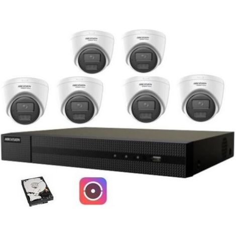 Kit Videosorveglianza Hikvision NVR poe 8 Canali 6 telecamere dome 2mpx 500gB
