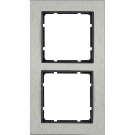 Marco 2 elementos Horizontal Berker By Hager B7 10223606 Acero inox/Antracita