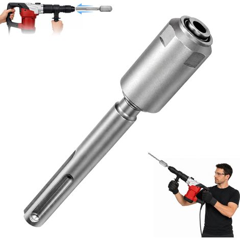 Adaptateur SDS Max vers SDS Plus pour marteau-perforateur,utilisation de forets à béton ou de burins, adaptateur SDS Max SDS Plus pour mandrin, foret marteau (argent) (1/5)