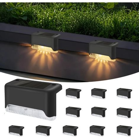 Lot 12 Lampes Solaires Extérieures Lampes Solaires d Escalier Étanche IP65 LED Extérieures Marches Clôture Terrasse Piscine (1/4)