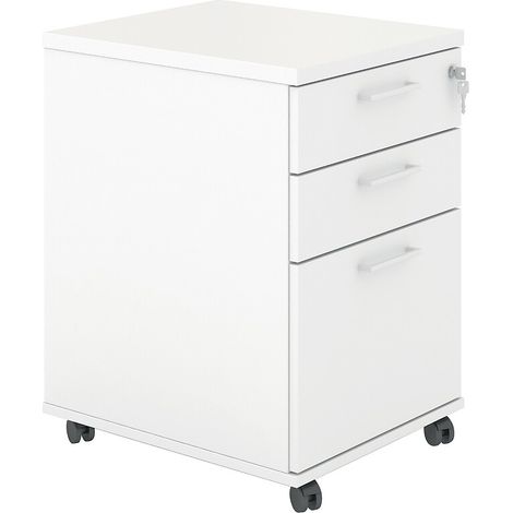 Caisson de bureau mobile, 3 tiroirs, coloris blanc, longueur 41 cm