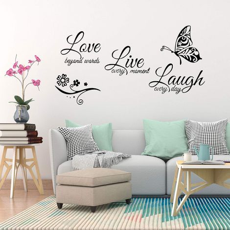 Famille Stickers Muraux, Citations Prononcés Mots Art Décor, Autocollant Mural Texte Chambre Salon Bureau Décoration Murale (1/5)