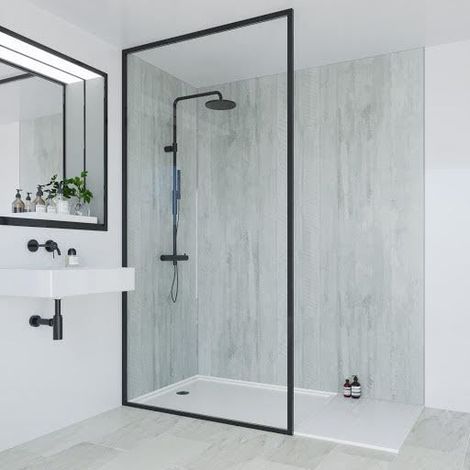 Multipanel Linda Barker Concrete Formwood 2400mm x 1200mm Unlipped Bathroom Wall Panel (1/4)