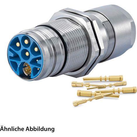 HUMMEL SET inkl. Kontakte M23 Hybrid Wanddurchführung Kupplung, Crimpein. gerade Polzahl 3+4+4+PE, Stift mit Gegenmutter Hinterwand, Klemmbereich 11,0mm - 17,0mm - 1 Stück