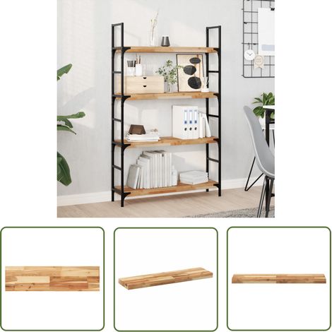 The Living Store Étagère flottante 80x20x4 cm acacia massif finition à l'huile - Etagere Murale - Étagère Flottante - Bibliothèque Murale - Rangement Mural - Decoration Murale (1/5)