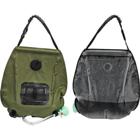 20L grüne, faltbare Solarduschtasche aus PVC für Camping und Wandern. (1/4)