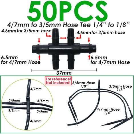 (KSL01-926-50PCS) Raccord en T à 3 voies barbelé 1/8'' pour tuyaux d'irrigation goutte à goutte, outils de jardinage (1/4)