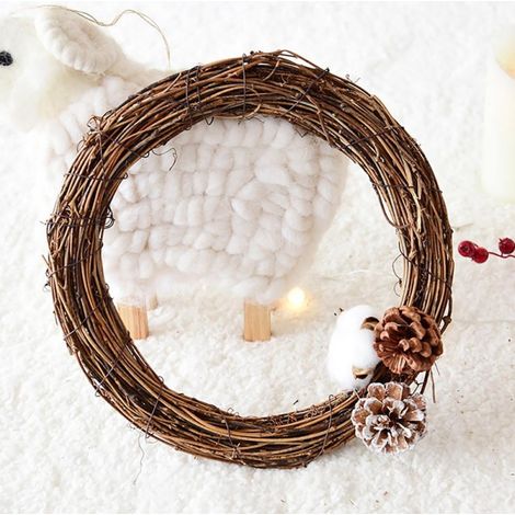 Rattan Wreath - Round Natural Grapevine Frame For DIY Decoration - Suitable For Christmas Easter Halloween Thanksgiving - 10 cm To 40 cm Diameter - 1 Piece (1/5)