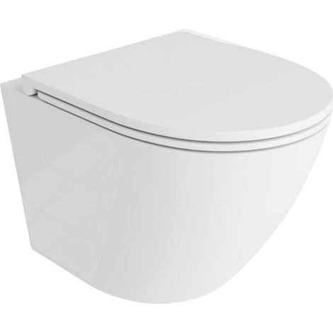 LAVITA Sofi One WC suspendu  L'abattant de WC à chute lente  WC suspendu sans bord  WC  365x490x400 cm  blanc brillant