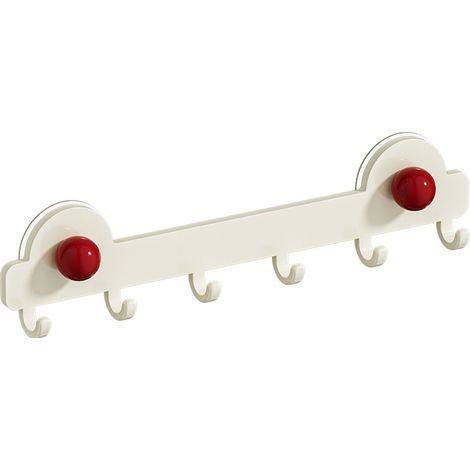 1Pièces Patère de salle de bain,Porte - manteau,Convient pour salle de bain cuisine salon toilettes,Réutilisable,Adsorption sous vide,6 crochets (1/4)