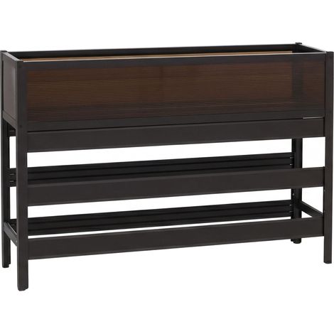 [JAMAIS UTILISÉ] Jardinière sur pied HHG-569, bac à légumes/à plantes, jardinière, pot de fleurs en aluminium transparent 82 x 120 x 30 cm, marron foncé