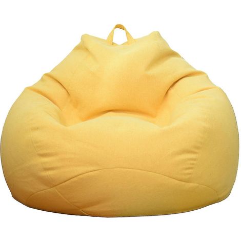 Pouf géant d'intérieur (3 tailles disponibles) pour adultes et enfants - Housse de canapé relaxante - 80 x 90 cm - Jaune (1/5)