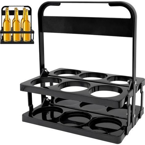 Porte Bouteille Pliable, Casier à Bouteilles 6 Bouteilles avec Poignée, Support Bouteille Léger pour Transport, Bar, Fête, Pique-Nique, Cuisine (1/5)