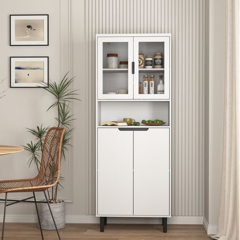 mobile scaffale alto ante vetro contenitore bianco OKMYHOME (1/5)